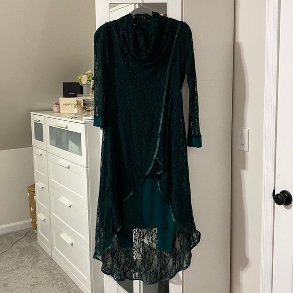 Green High low dress/kurta set - Picture 2 of 5